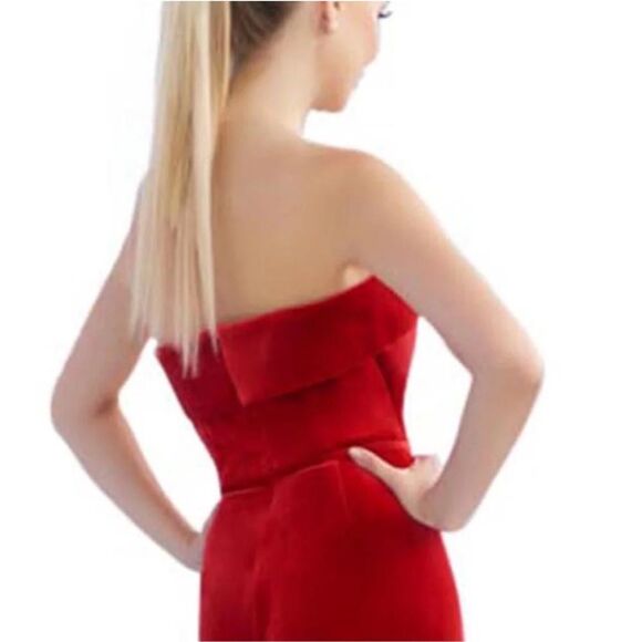 MAC DUGGAL 26078I JUMPSUIT In RED Velvet Size 4 - Picture 2 of 10